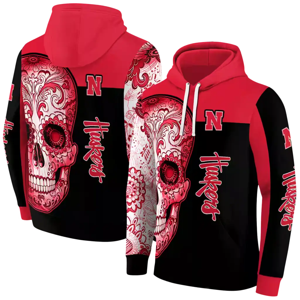 nebraska cornhuskers sugar skull red black hoodie fashion forward nebraska cornhuskers sugar skull red black hoodie fashion forward