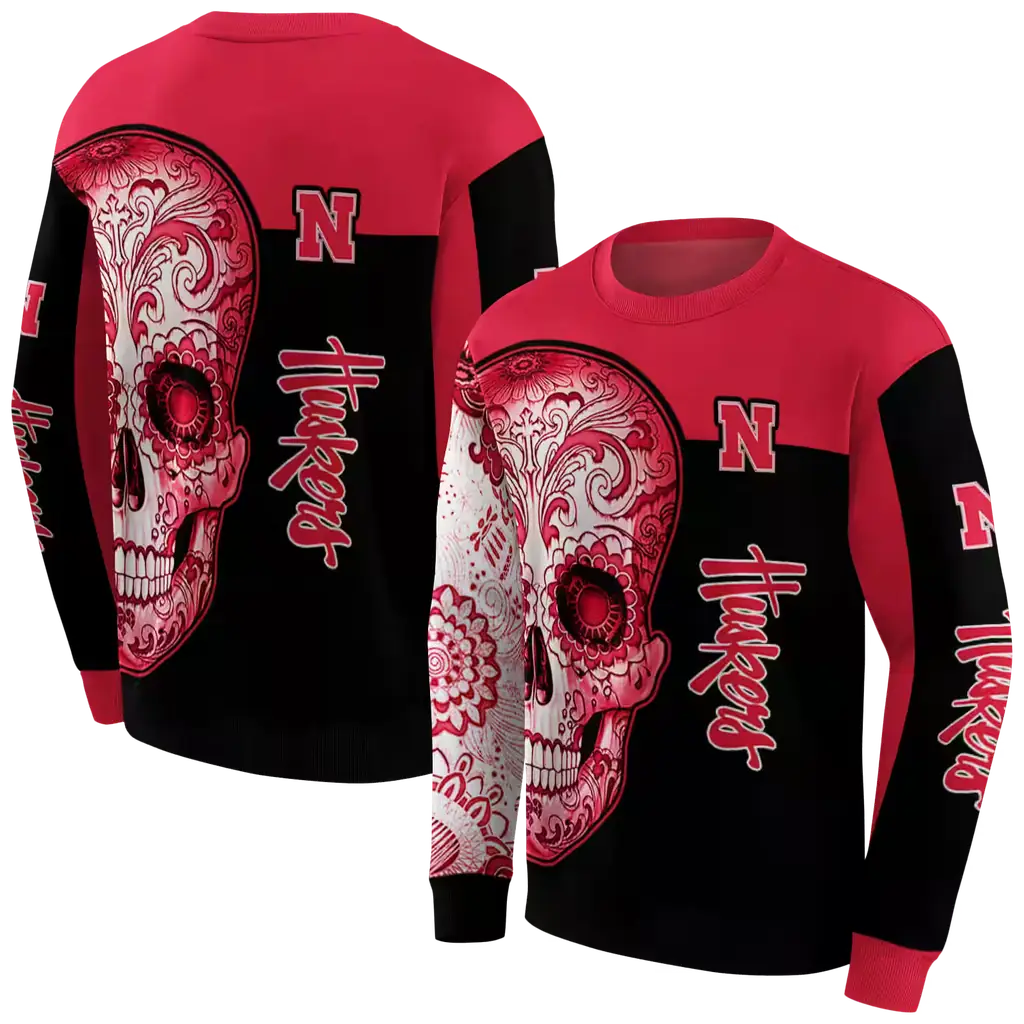 nebraska cornhuskers sugar skull red black hoodie premium grade nebraska cornhuskers sugar skull red black hoodie premium grade