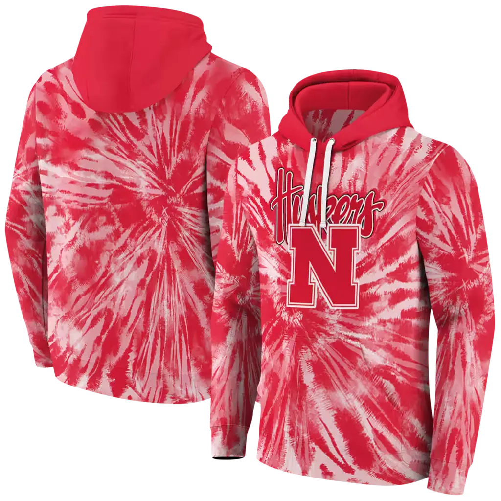 nebraska cornhuskers tie dye pattern red hoodie fashion forward nebraska cornhuskers tie dye pattern red hoodie fashion forward