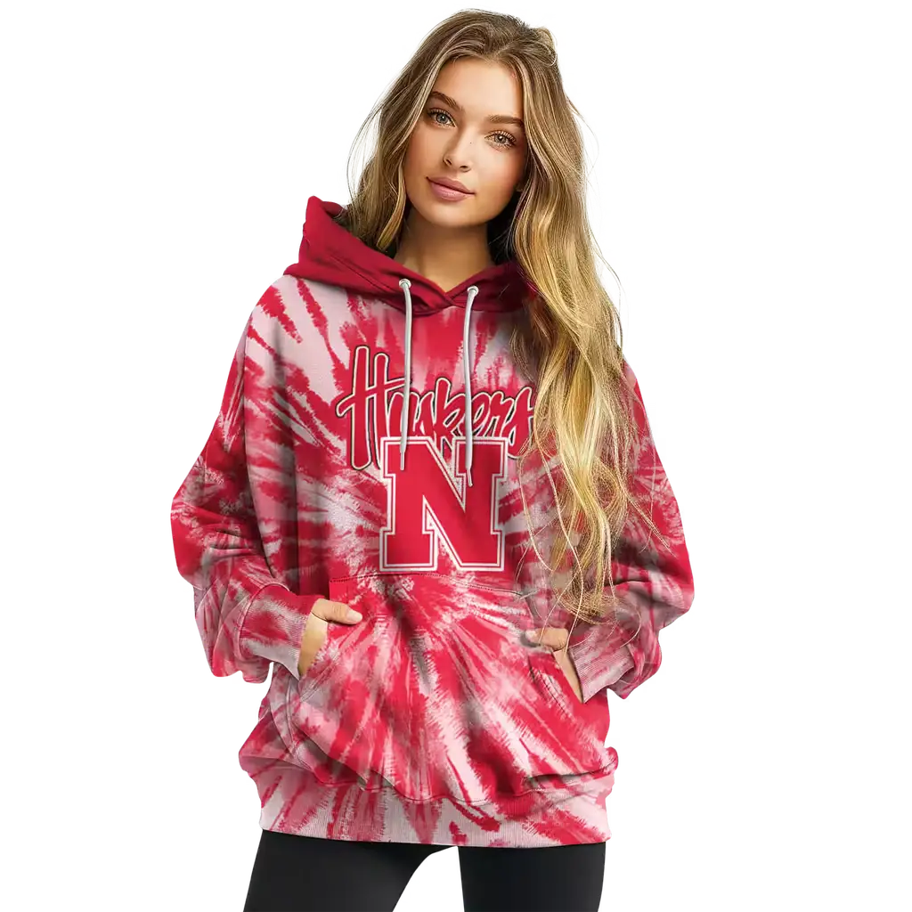 nebraska cornhuskers tie dye pattern red hoodie high quality nebraska cornhuskers tie dye pattern red hoodie high quality
