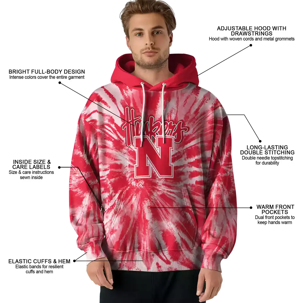 nebraska cornhuskers tie dye pattern red hoodie latest model nebraska cornhuskers tie dye pattern red hoodie latest model