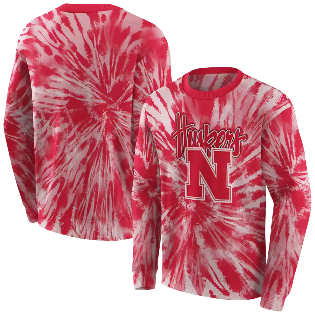 nebraska cornhuskers tie dye pattern red hoodie premium grade nebraska cornhuskers tie dye pattern red hoodie premium grade