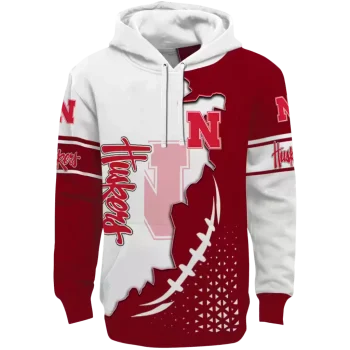 nebraska cornhuskers triangular pattern red white hoodie best selling