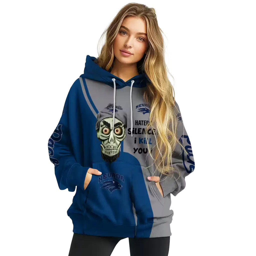 nevada wolf pack achmed skull blue hoodie high quality nevada wolf pack achmed skull blue hoodie high quality