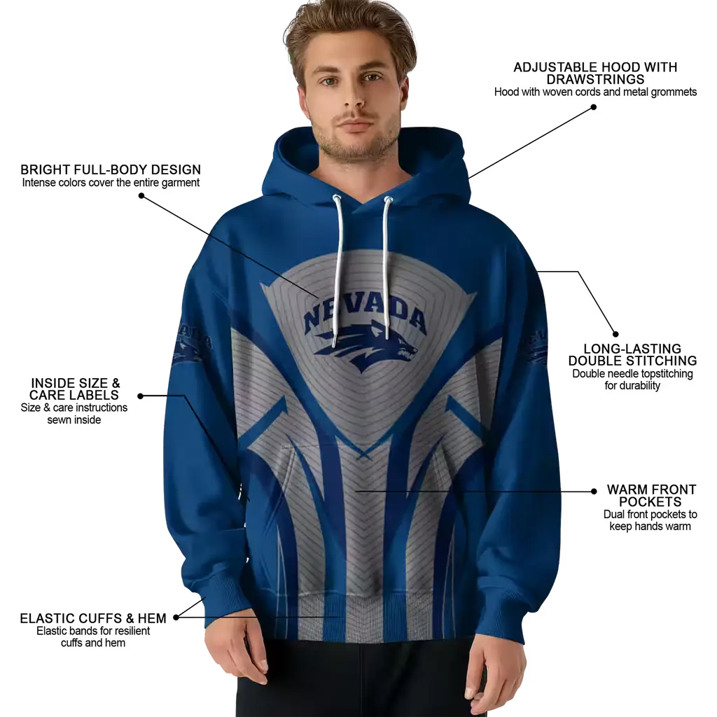 nevada wolf pack concentric lines blue black hoodie latest model nevada wolf pack concentric lines blue black hoodie latest model