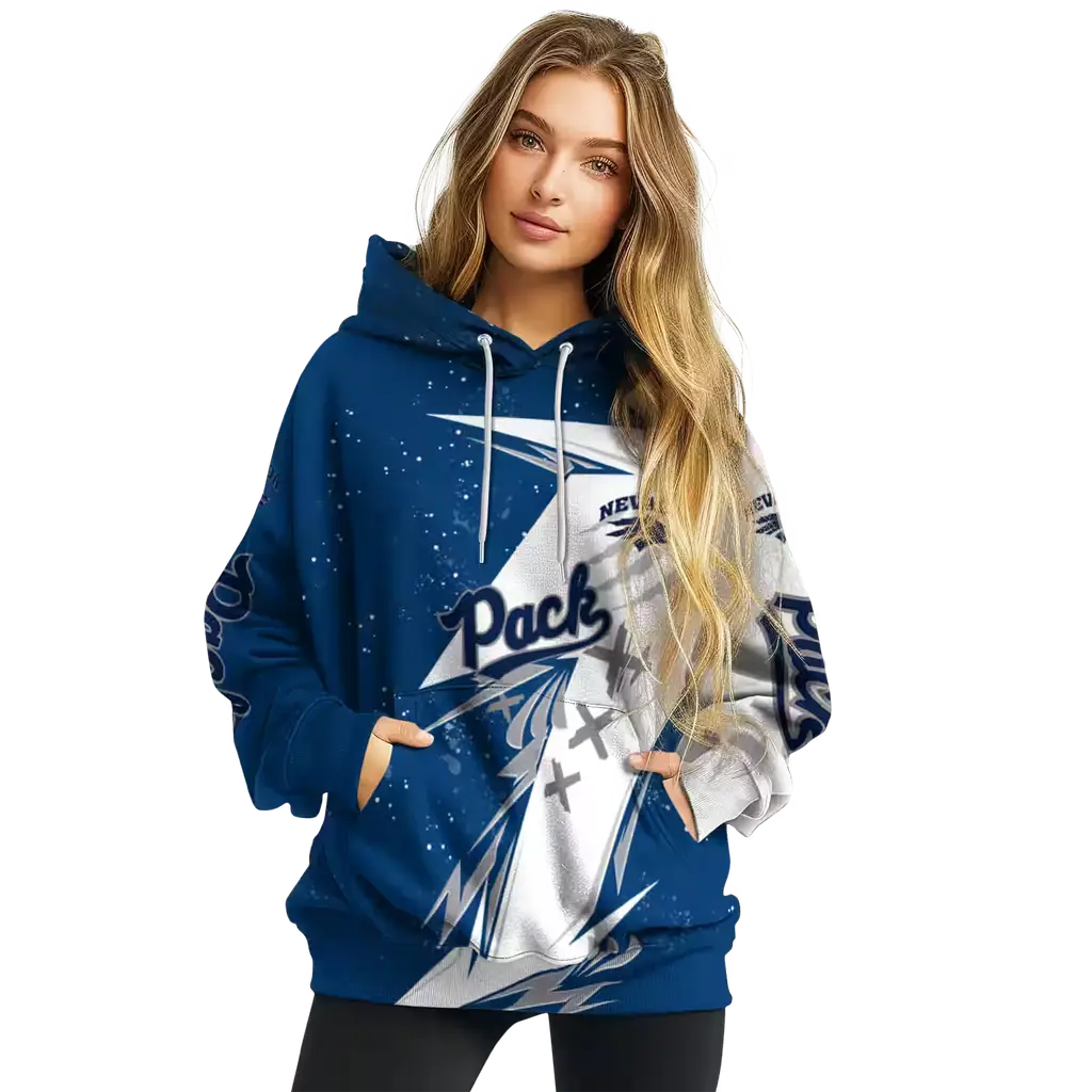 nevada wolf pack dynamic slash blue white hoodie high quality nevada wolf pack dynamic slash blue white hoodie high quality