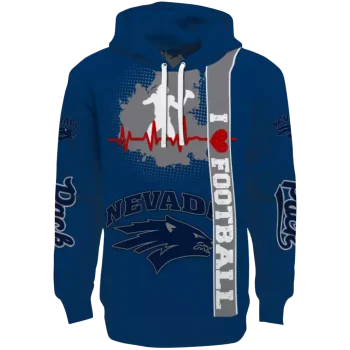 nevada wolf pack football heartbeat blue hoodie best selling