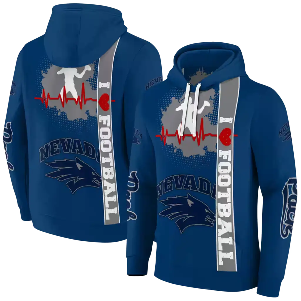 nevada wolf pack football heartbeat blue hoodie fashion forward nevada wolf pack football heartbeat blue hoodie fashion forward