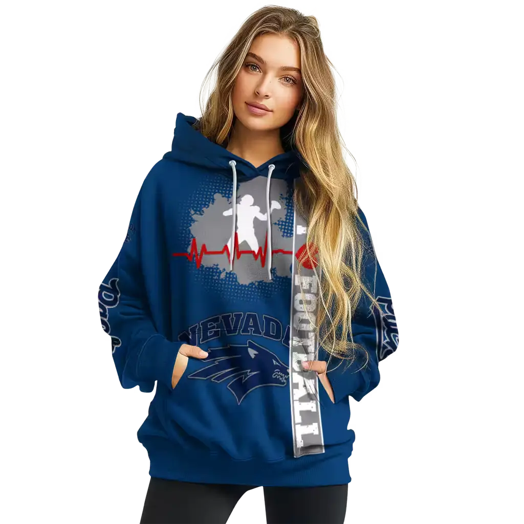 nevada wolf pack football heartbeat blue hoodie high quality nevada wolf pack football heartbeat blue hoodie high quality