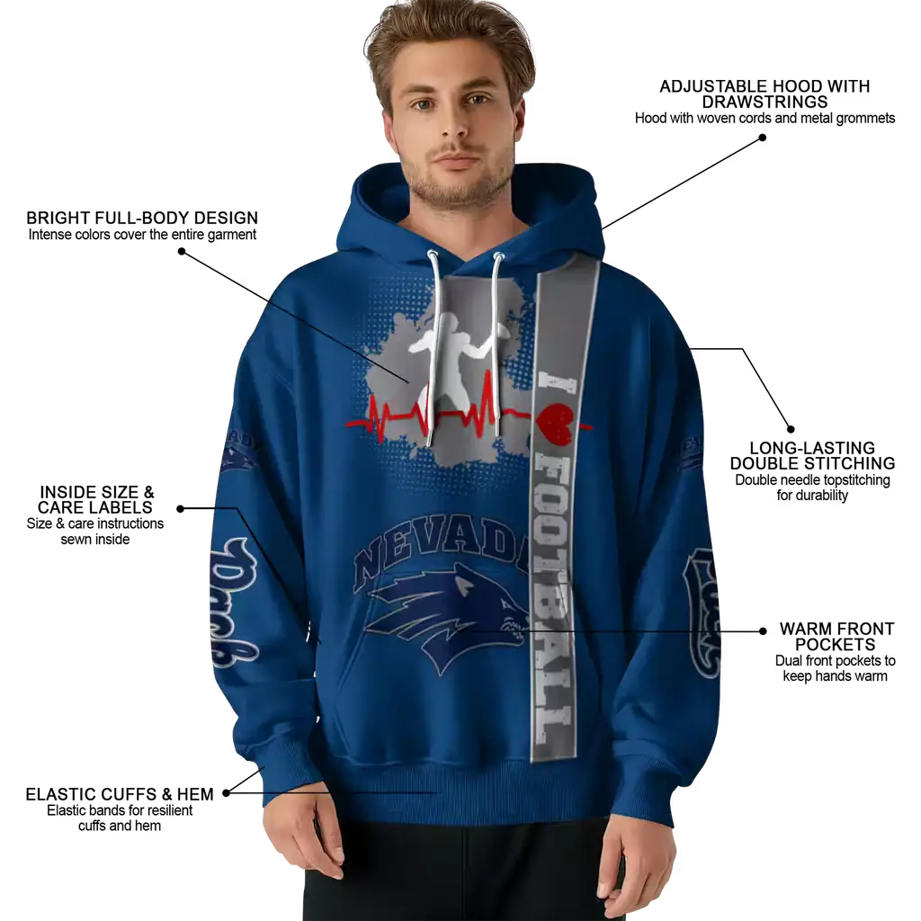 nevada wolf pack football heartbeat blue hoodie latest model nevada wolf pack football heartbeat blue hoodie latest model