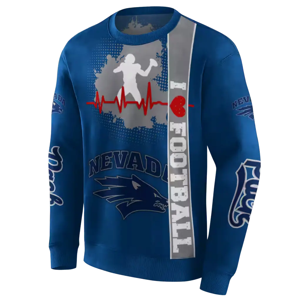 nevada wolf pack football heartbeat blue hoodie new arrival nevada wolf pack football heartbeat blue hoodie new arrival