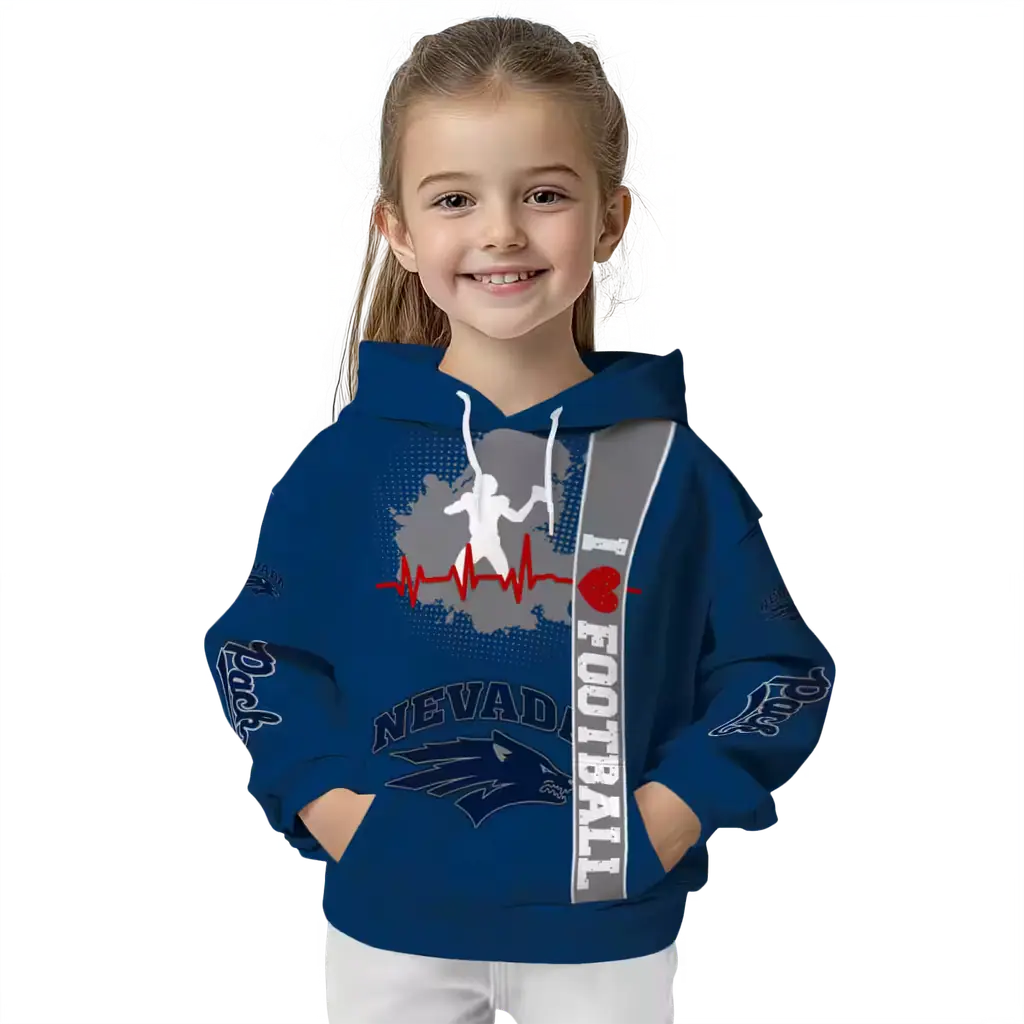 nevada wolf pack football heartbeat blue hoodie top rated nevada wolf pack football heartbeat blue hoodie top rated