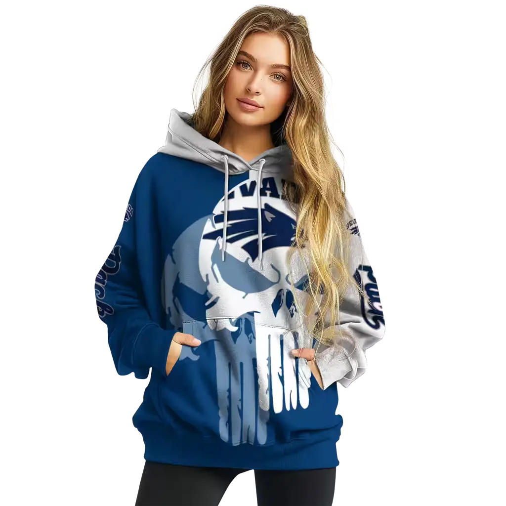 nevada wolf pack graphic punisher blue white hoodie high quality nevada wolf pack graphic punisher blue white hoodie high quality
