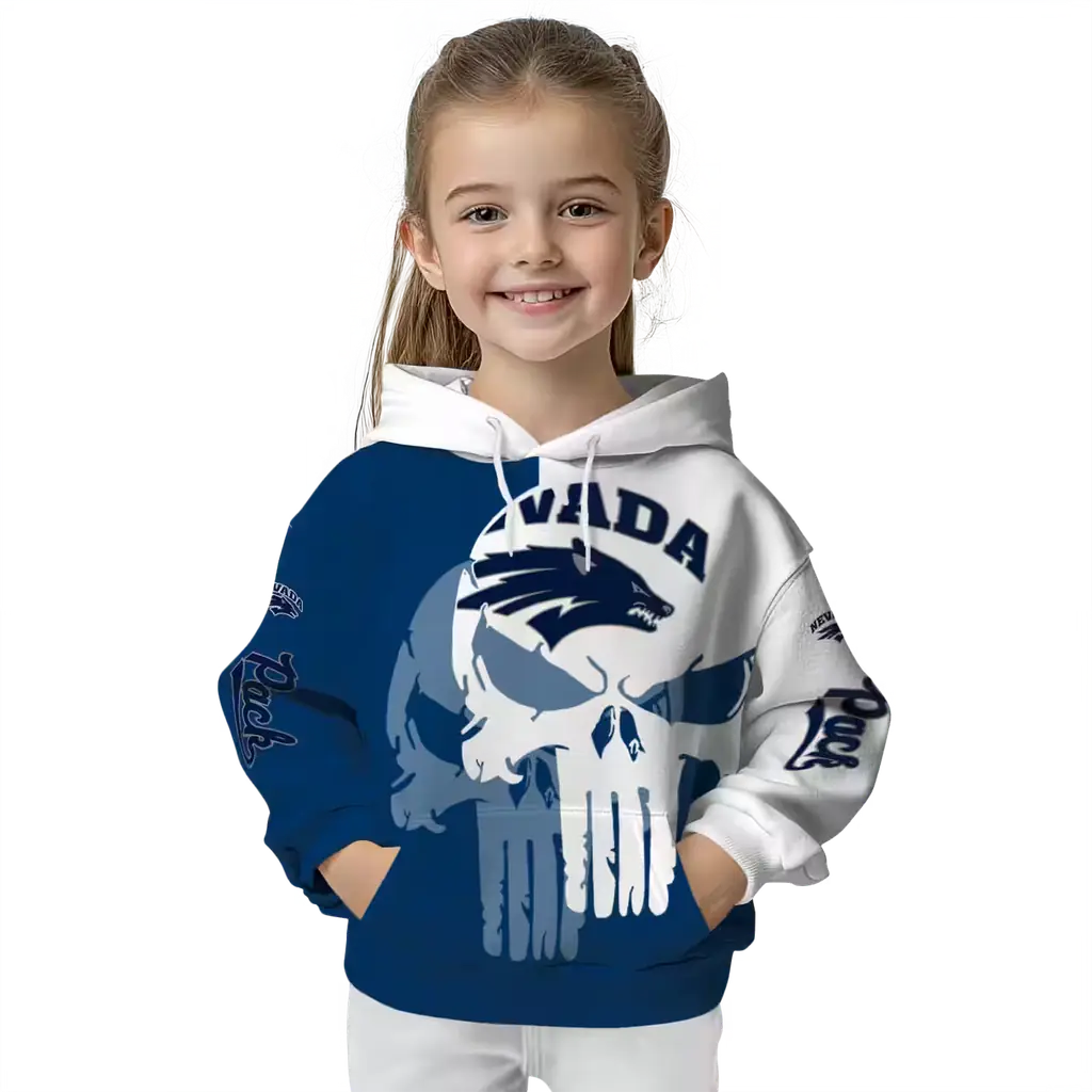 nevada wolf pack graphic punisher blue white hoodie top rated nevada wolf pack graphic punisher blue white hoodie top rated