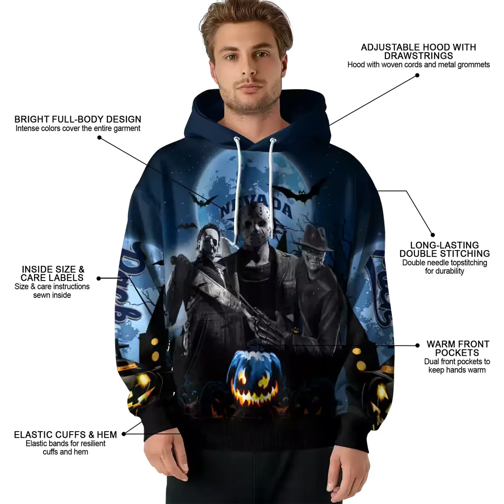 nevada wolf pack halloween vibes blue black hoodie latest model nevada wolf pack halloween vibes blue black hoodie latest model