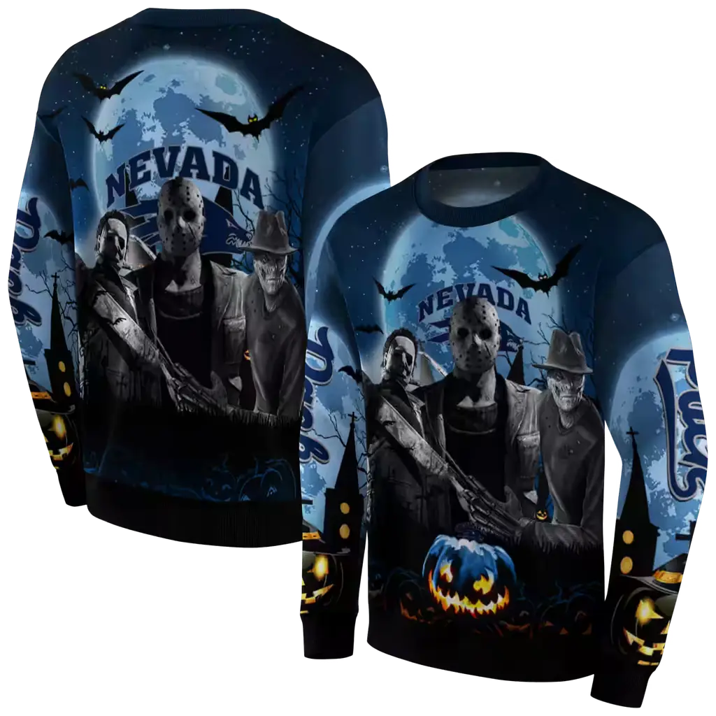 nevada wolf pack halloween vibes blue black hoodie premium grade nevada wolf pack halloween vibes blue black hoodie premium grade