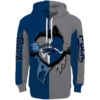 nevada wolf pack heartbeat graphic blue hoodie best selling
