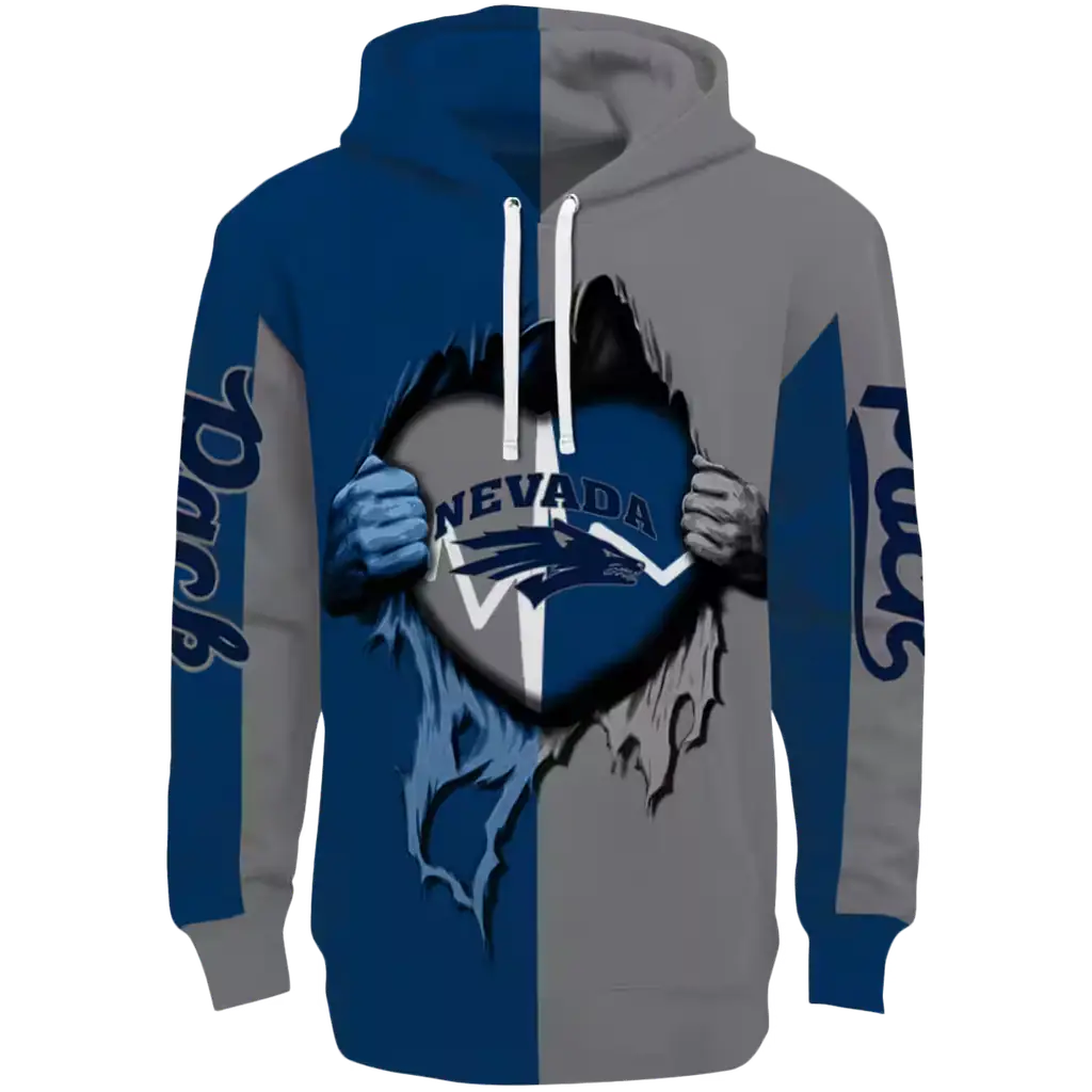 nevada wolf pack heartbeat graphic blue hoodie best selling nevada wolf pack heartbeat graphic blue hoodie best selling