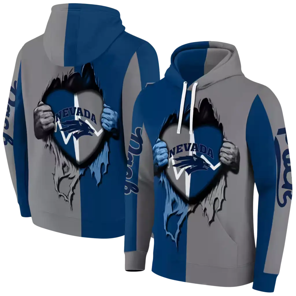 nevada wolf pack heartbeat graphic blue hoodie fashion forward nevada wolf pack heartbeat graphic blue hoodie fashion forward