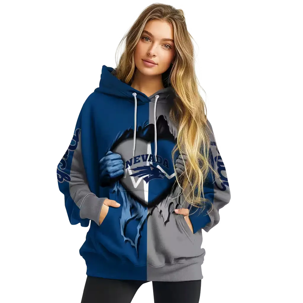 nevada wolf pack heartbeat graphic blue hoodie high quality nevada wolf pack heartbeat graphic blue hoodie high quality