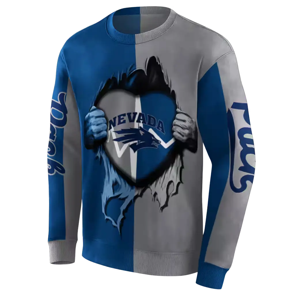 nevada wolf pack heartbeat graphic blue hoodie new arrival nevada wolf pack heartbeat graphic blue hoodie new arrival