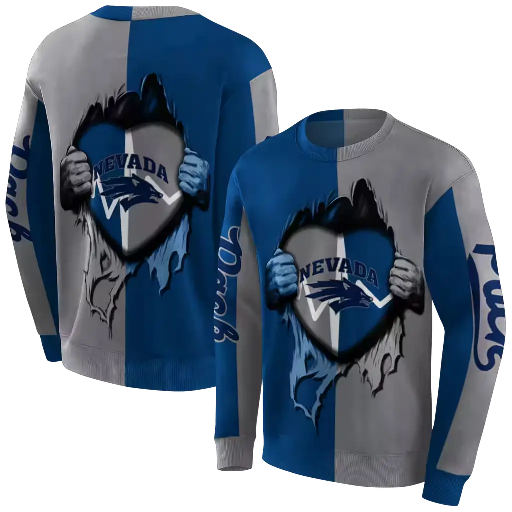 nevada wolf pack heartbeat graphic blue hoodie premium grade nevada wolf pack heartbeat graphic blue hoodie premium grade