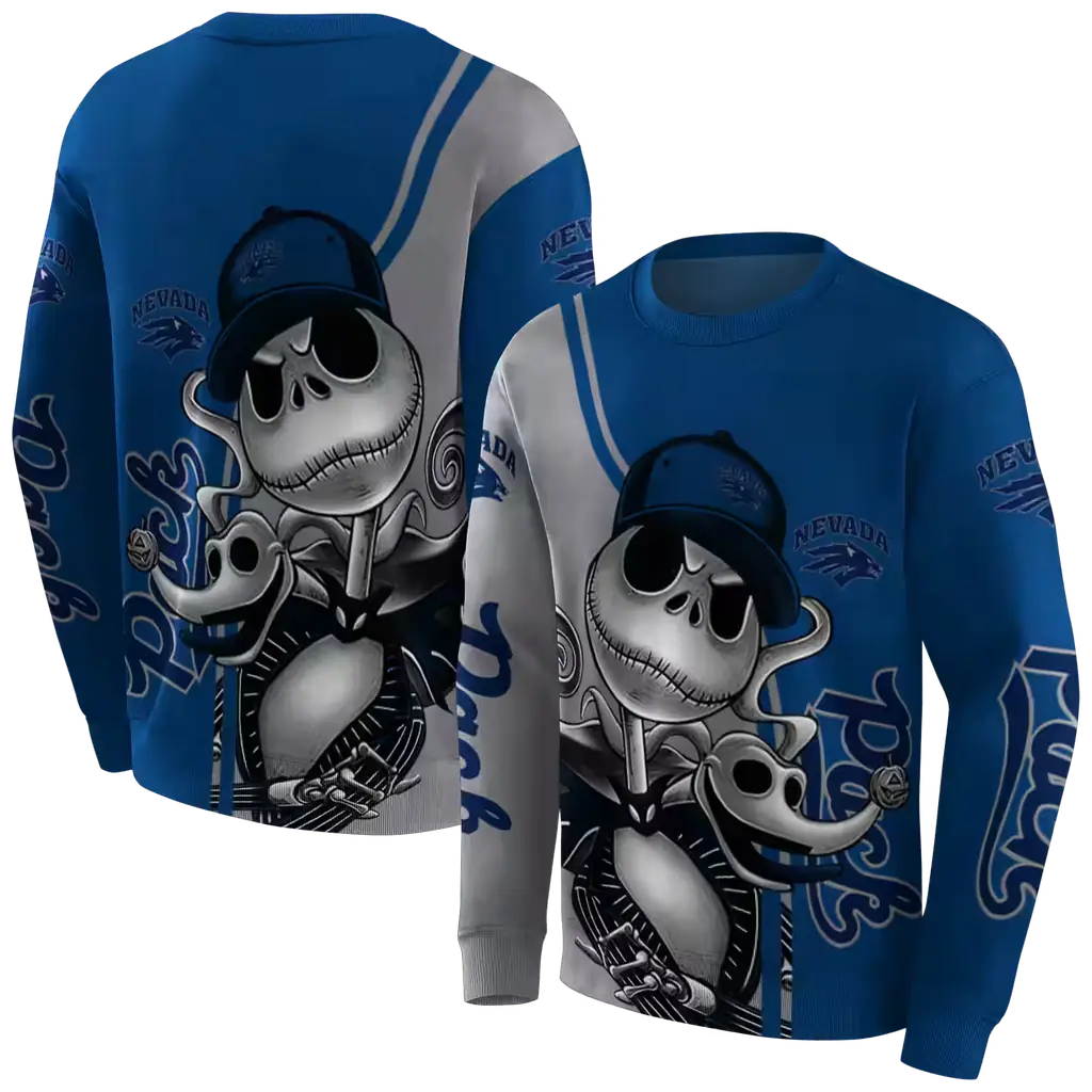 nevada wolf pack jack skellington blue hoodie premium grade nevada wolf pack jack skellington blue hoodie premium grade