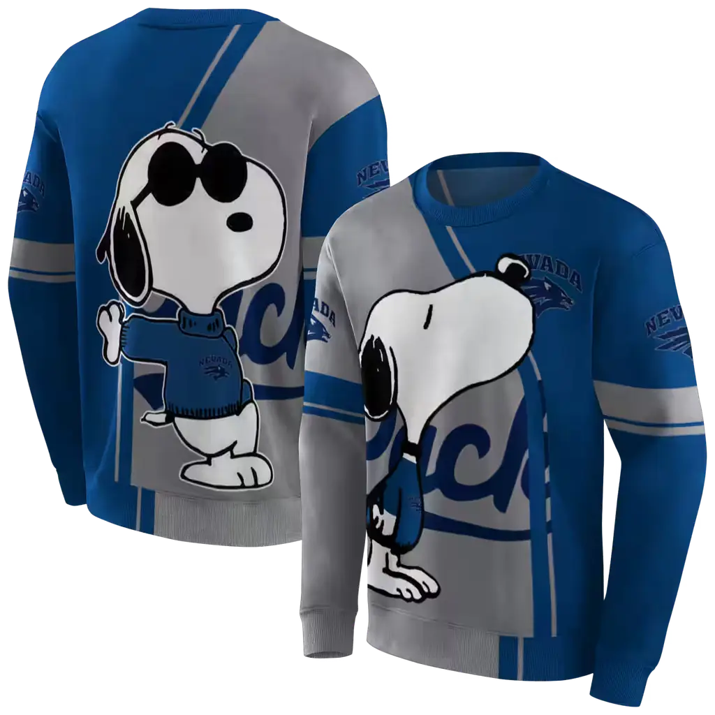 nevada wolf pack playful snoopy blue hoodie premium grade nevada wolf pack playful snoopy blue hoodie premium grade