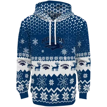 nevada wolf pack reindeer motif blue hoodie best selling