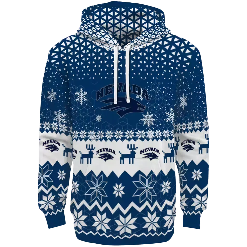 nevada wolf pack reindeer motif blue hoodie best selling nevada wolf pack reindeer motif blue hoodie best selling