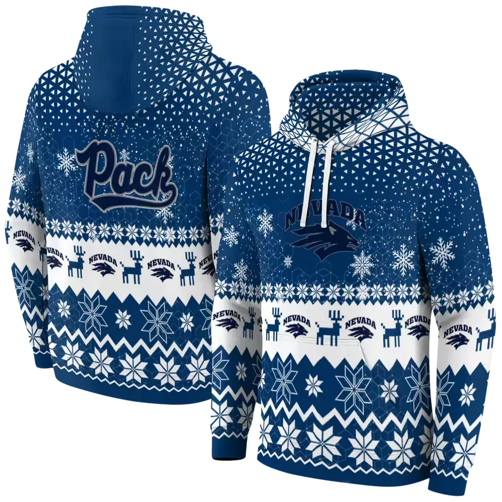 nevada wolf pack reindeer motif blue hoodie fashion forward nevada wolf pack reindeer motif blue hoodie fashion forward