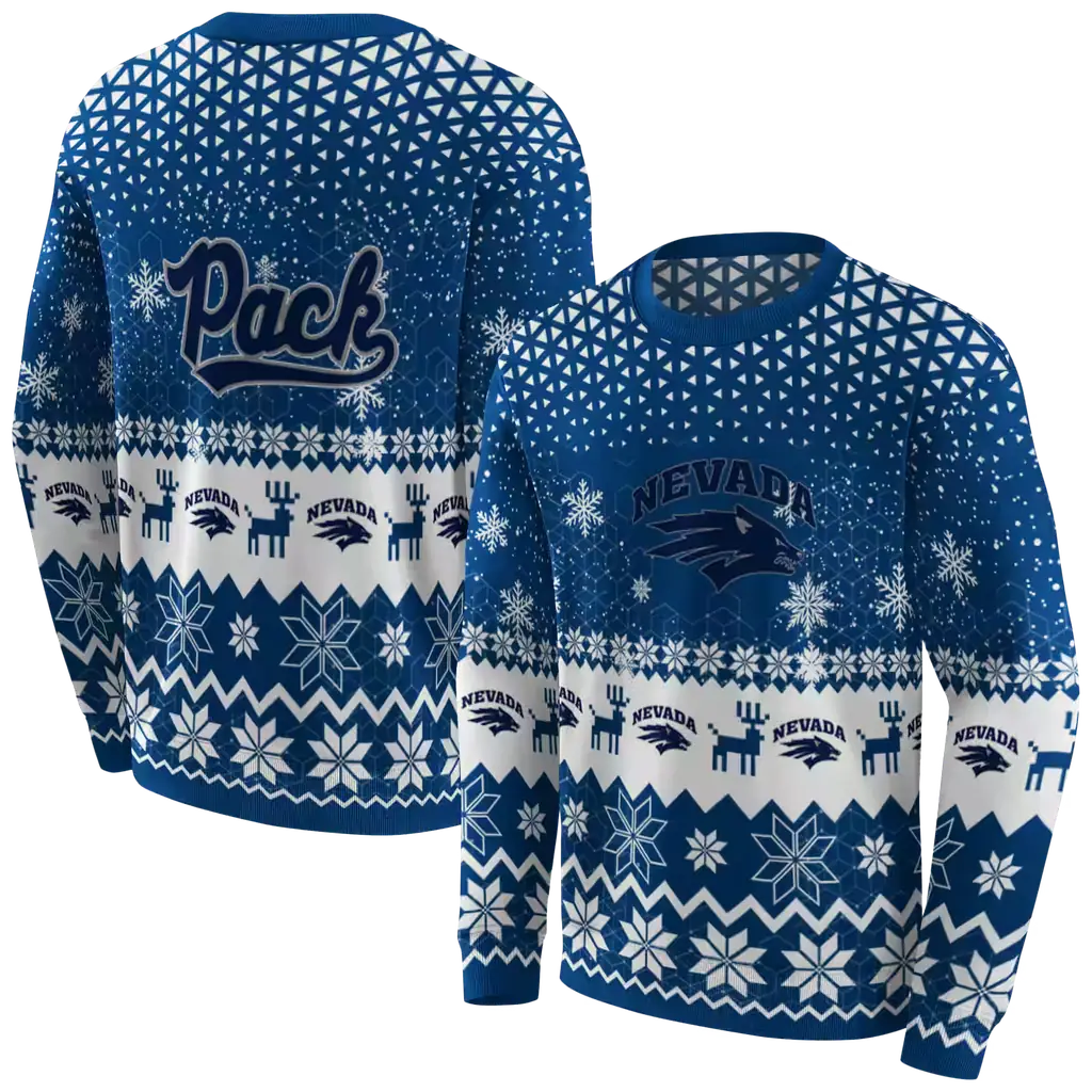 nevada wolf pack reindeer motif blue hoodie premium grade nevada wolf pack reindeer motif blue hoodie premium grade