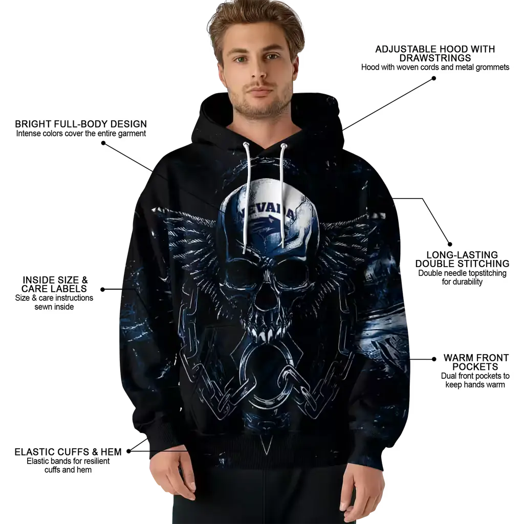 nevada wolf pack skull artwork blue black hoodie latest model nevada wolf pack skull artwork blue black hoodie latest model