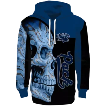 nevada wolf pack skull motif blue black hoodie best selling