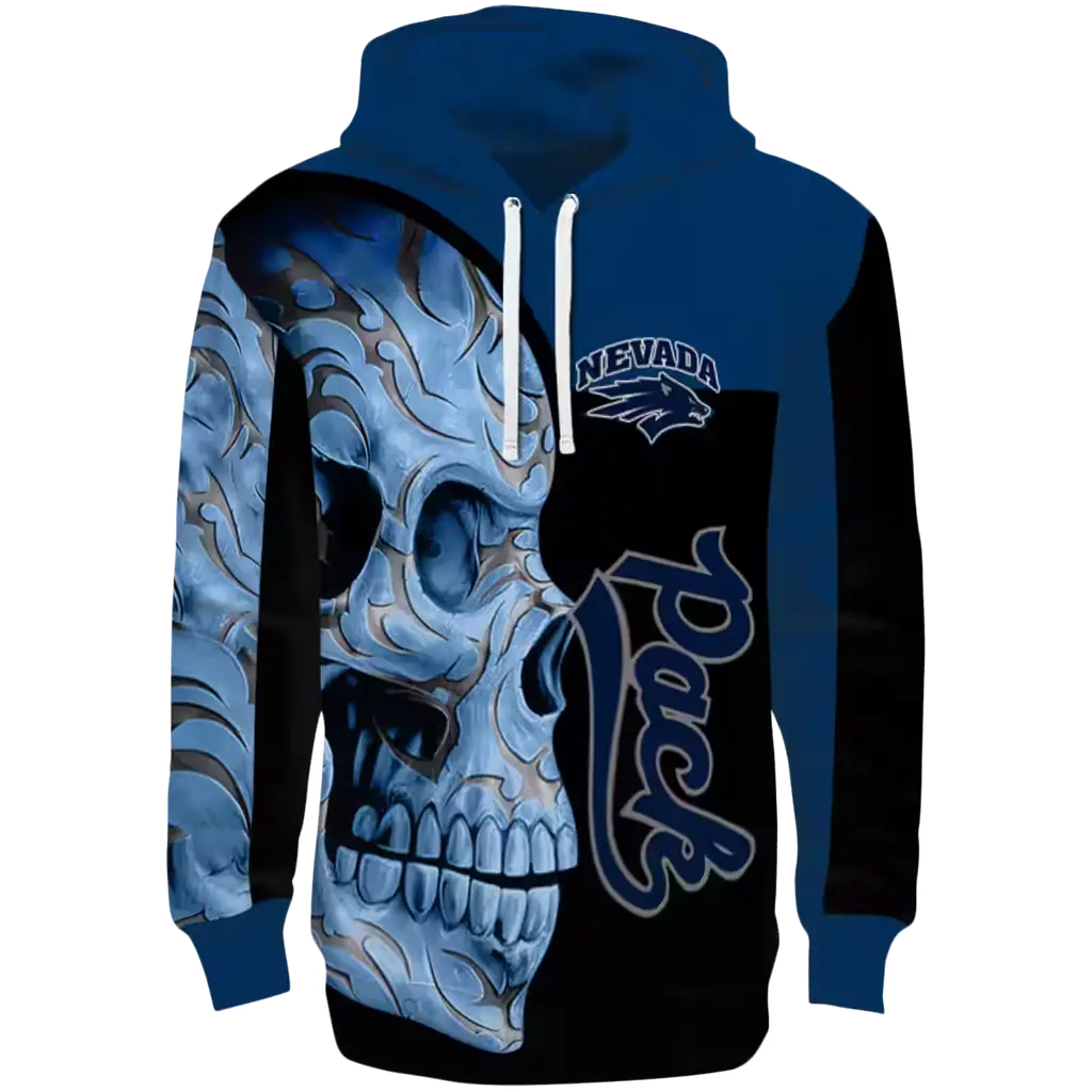 nevada wolf pack skull motif blue black hoodie best selling nevada wolf pack skull motif blue black hoodie best selling