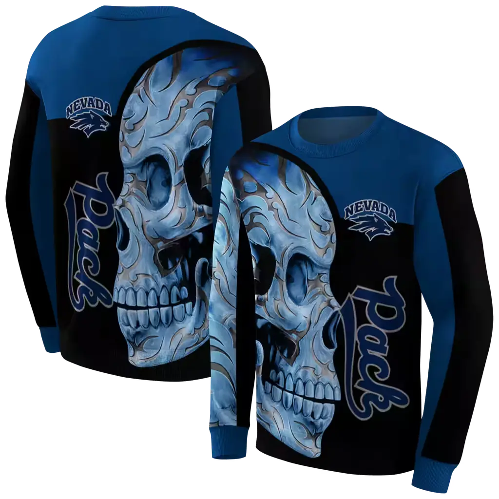 nevada wolf pack skull motif blue black hoodie premium grade nevada wolf pack skull motif blue black hoodie premium grade