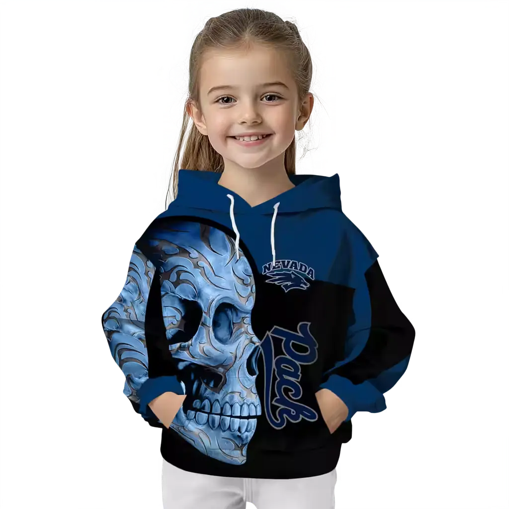 nevada wolf pack skull motif blue black hoodie top rated nevada wolf pack skull motif blue black hoodie top rated