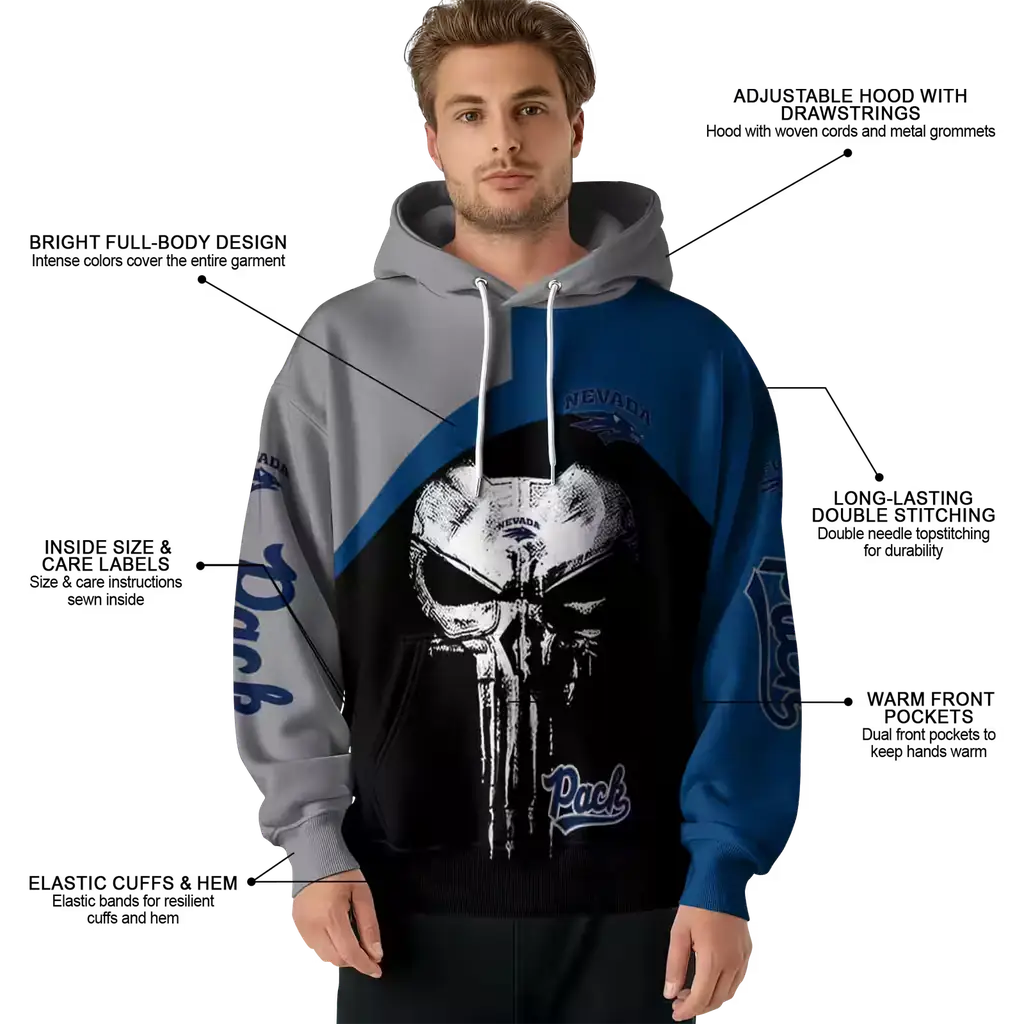 nevada wolf pack skull punisher grey black hoodie latest model nevada wolf pack skull punisher grey black hoodie latest model