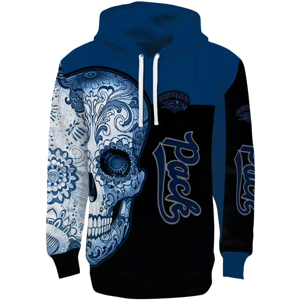 nevada wolf pack sugar skull blue black hoodie best selling nevada wolf pack sugar skull blue black hoodie best selling