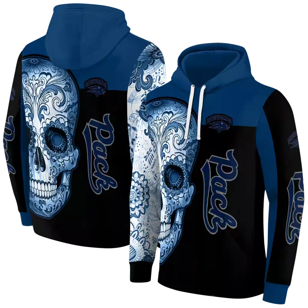 nevada wolf pack sugar skull blue black hoodie fashion forward nevada wolf pack sugar skull blue black hoodie fashion forward