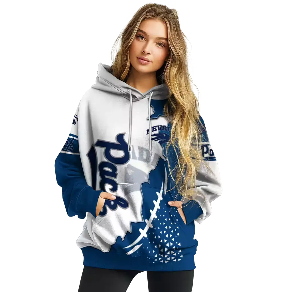 nevada wolf pack triangular pattern blue white hoodie high quality nevada wolf pack triangular pattern blue white hoodie high quality