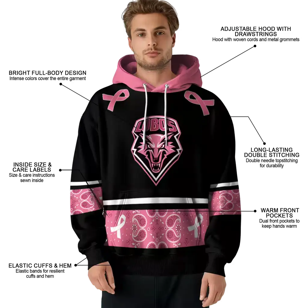 new mexico lobos awareness ribbon black pink hoodie latest model new mexico lobos awareness ribbon black pink hoodie latest model