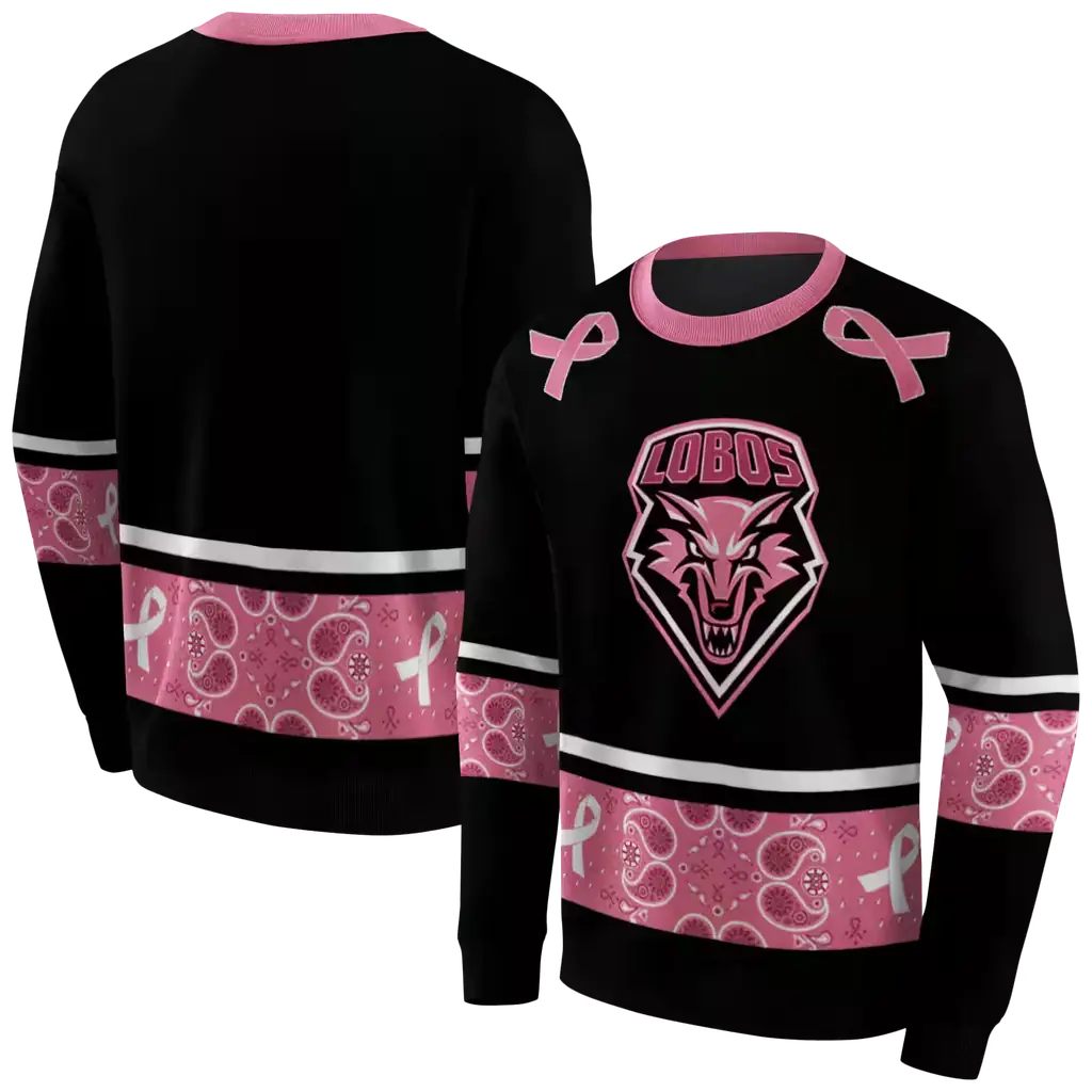 new mexico lobos awareness ribbon black pink hoodie premium grade new mexico lobos awareness ribbon black pink hoodie premium grade