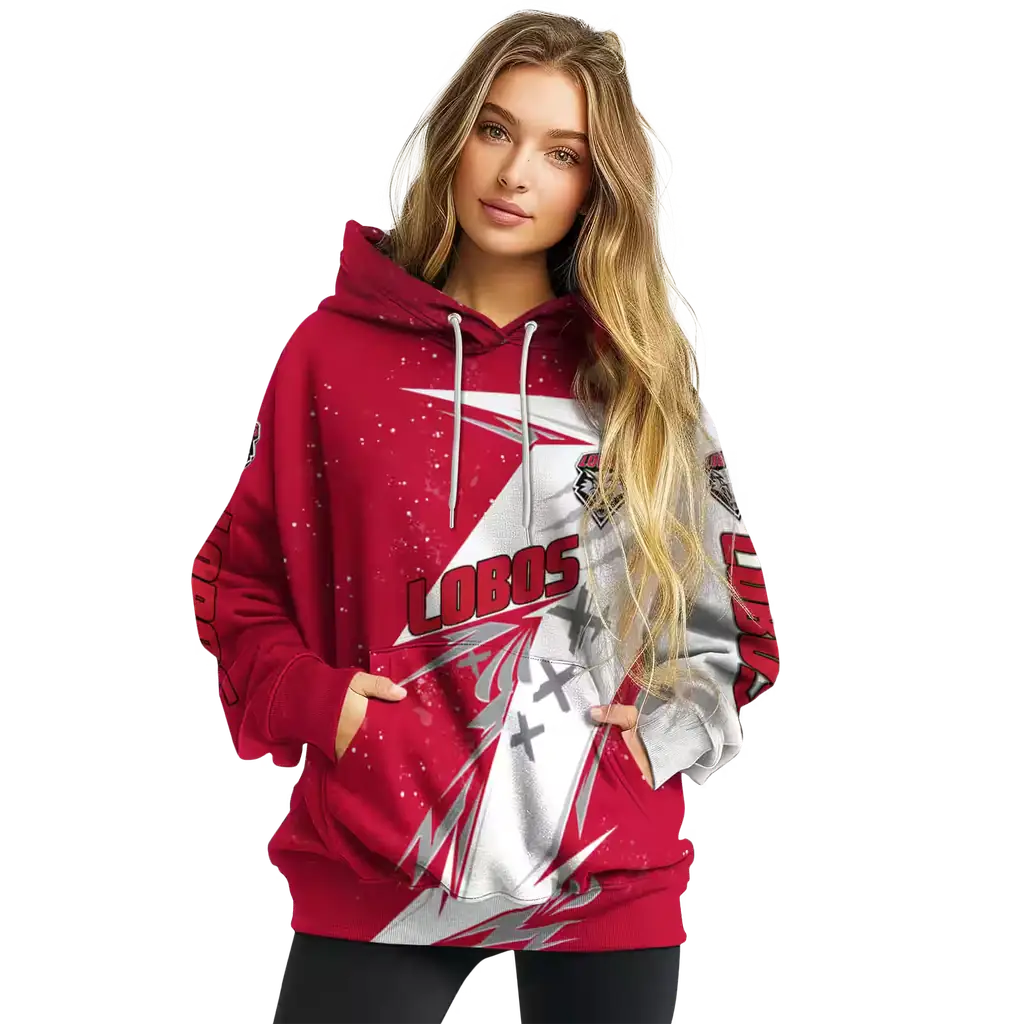 new mexico lobos dynamic slash red white hoodie high quality new mexico lobos dynamic slash red white hoodie high quality
