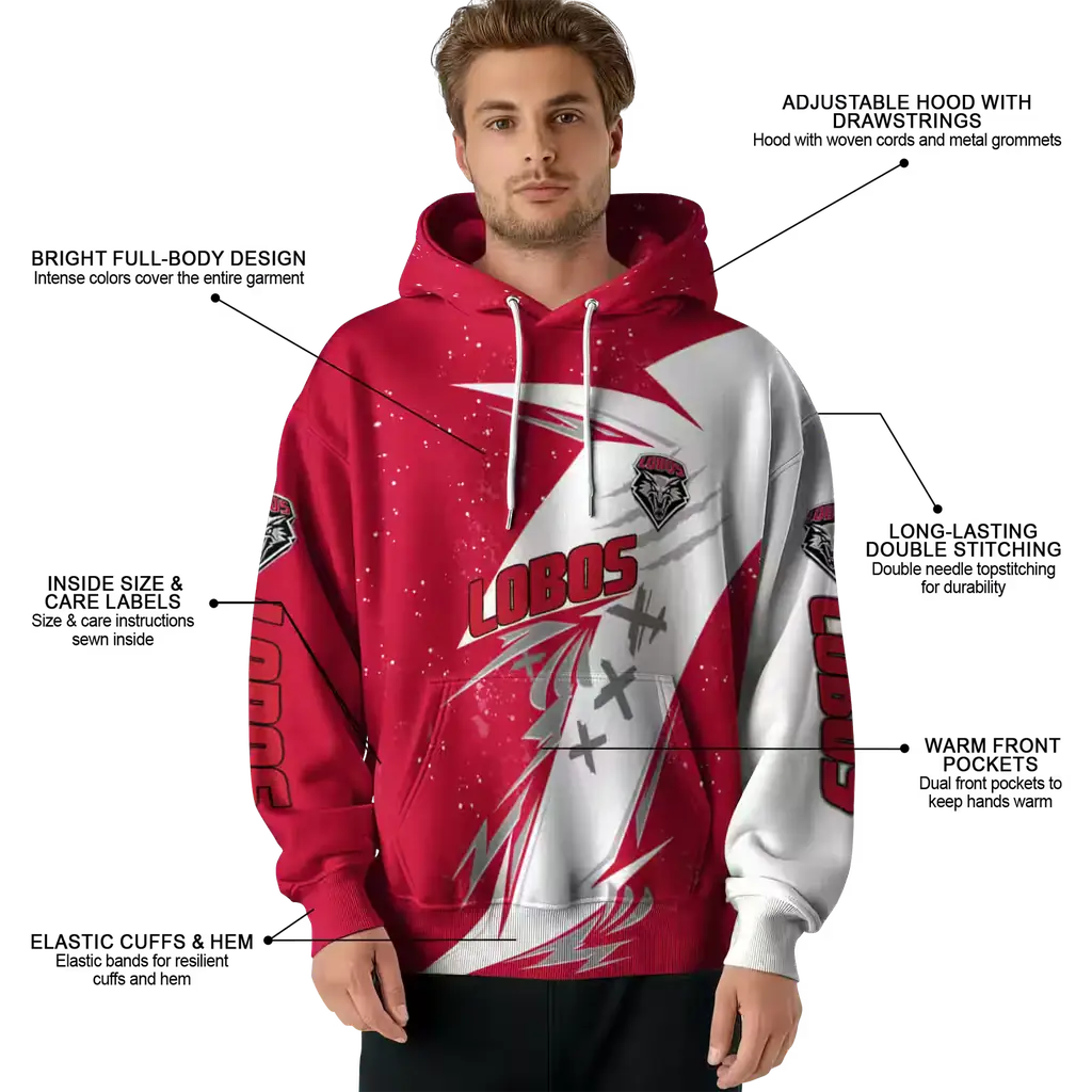 new mexico lobos dynamic slash red white hoodie latest model new mexico lobos dynamic slash red white hoodie latest model