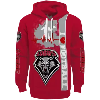 new mexico lobos football heartbeat red hoodie best selling