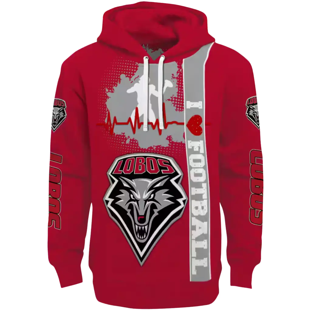 new mexico lobos football heartbeat red hoodie best selling new mexico lobos football heartbeat red hoodie best selling
