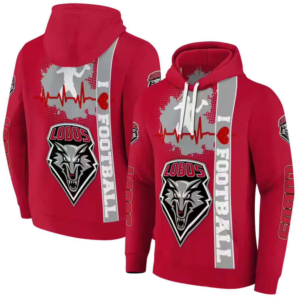 new mexico lobos football heartbeat red hoodie fashion forward new mexico lobos football heartbeat red hoodie fashion forward