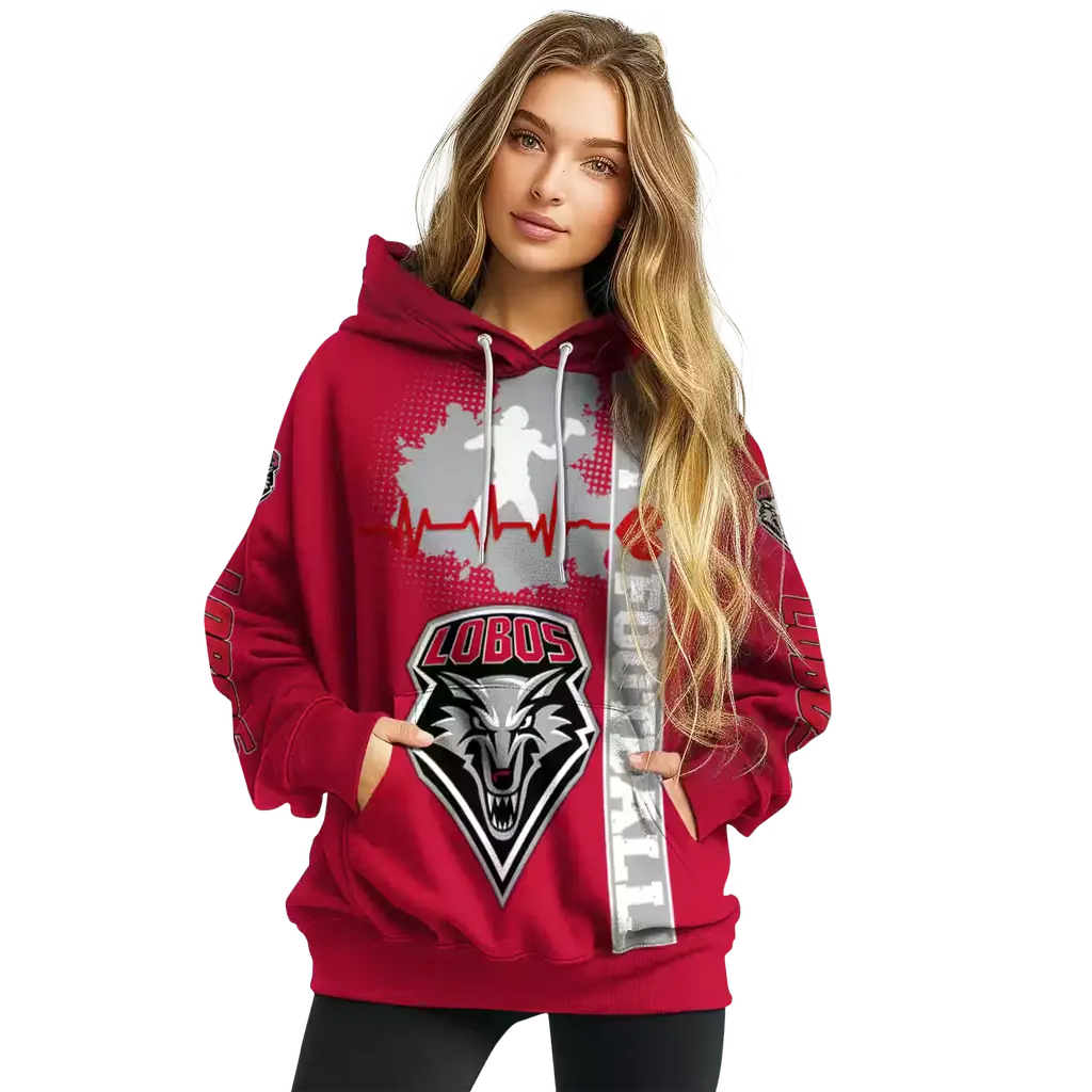 new mexico lobos football heartbeat red hoodie high quality new mexico lobos football heartbeat red hoodie high quality