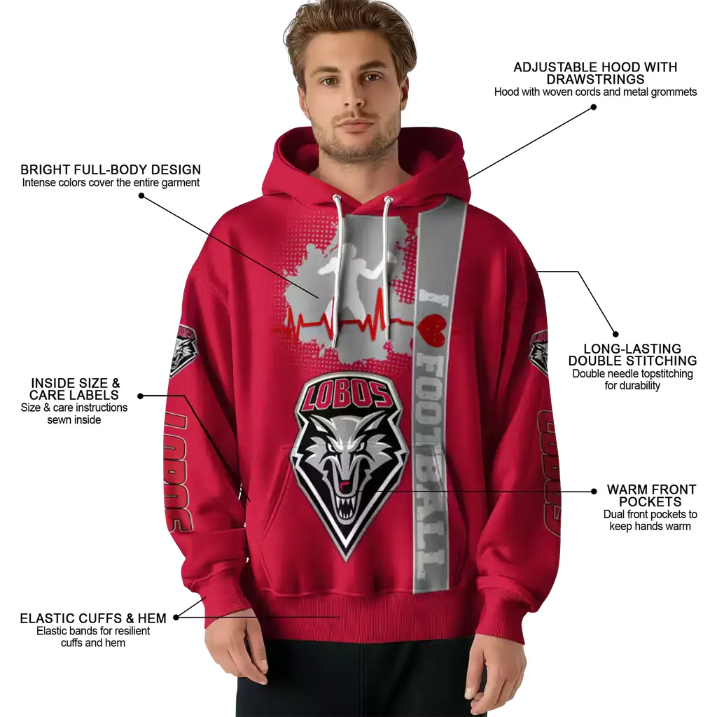 new mexico lobos football heartbeat red hoodie latest model new mexico lobos football heartbeat red hoodie latest model
